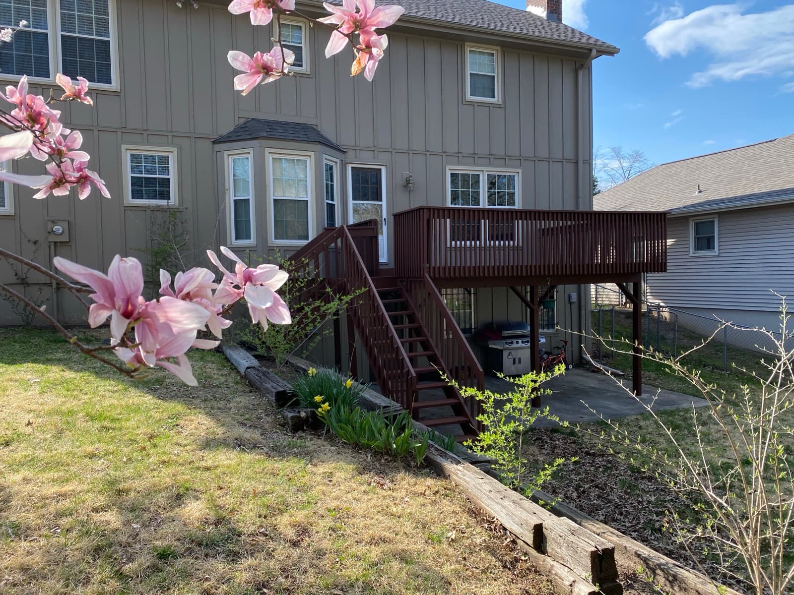 Finished stained deck on a Kansas City home in spring